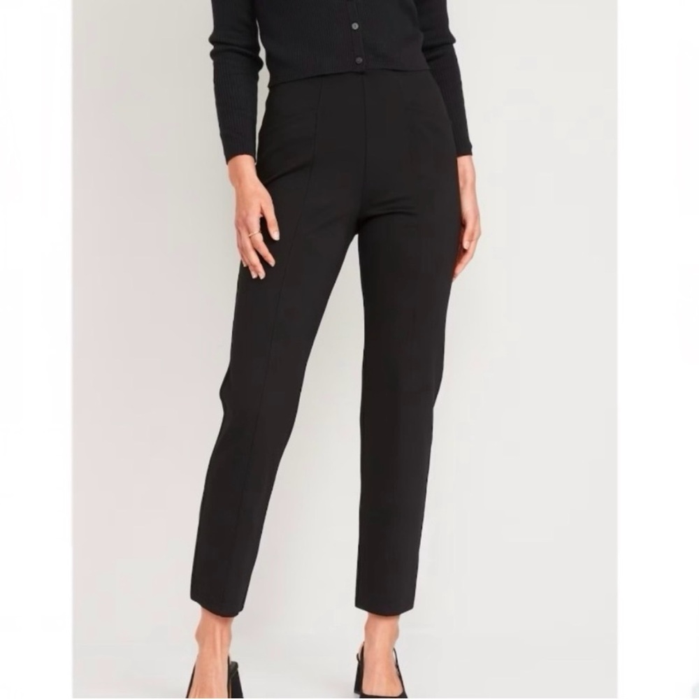 Old Navy Womens Stevie Straight Ankle Pants Small Petite Slim Black Stretch New